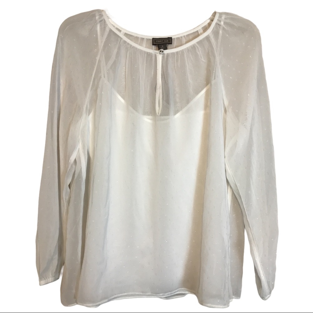 J. Crew Point Sur Ivory Shimmer Blouse Speckle S